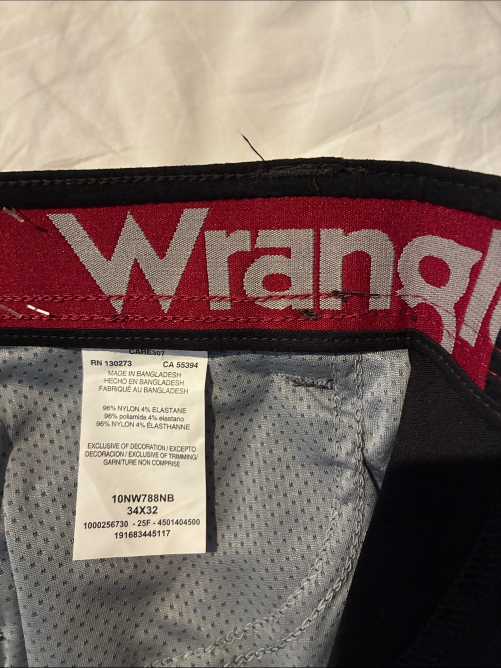 Wrangler Red and Black Branded Waistband Detail
